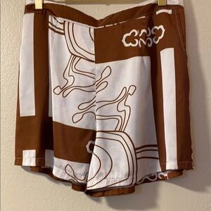 Brown and White Patterned Shorts